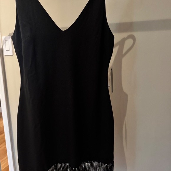 Lulus Black Rhinestone Fringe Hem Dress – Size S - Picture 2 of 3